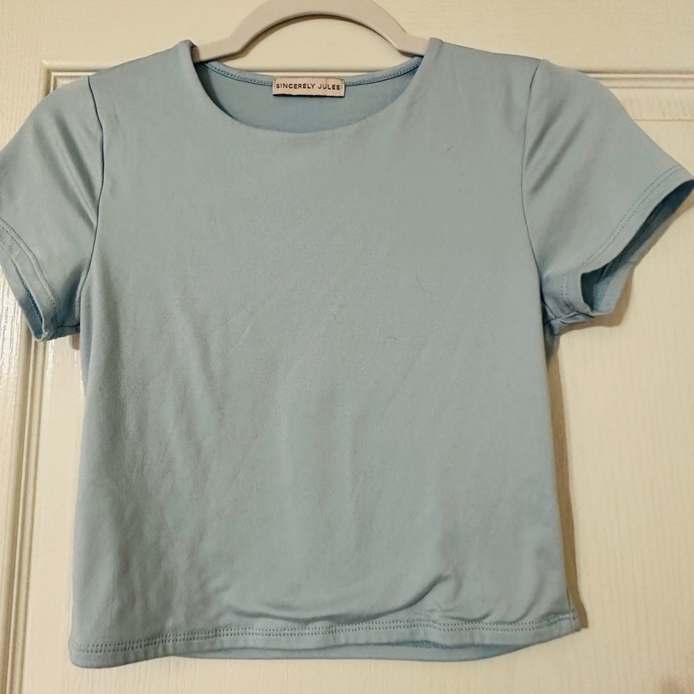 Sincerely Jules Light Blue Crop Top
